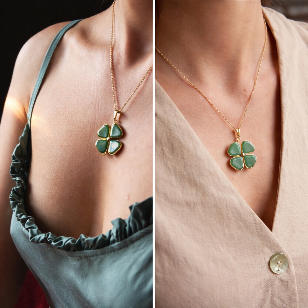 Pendentif Aventurine - trèfle