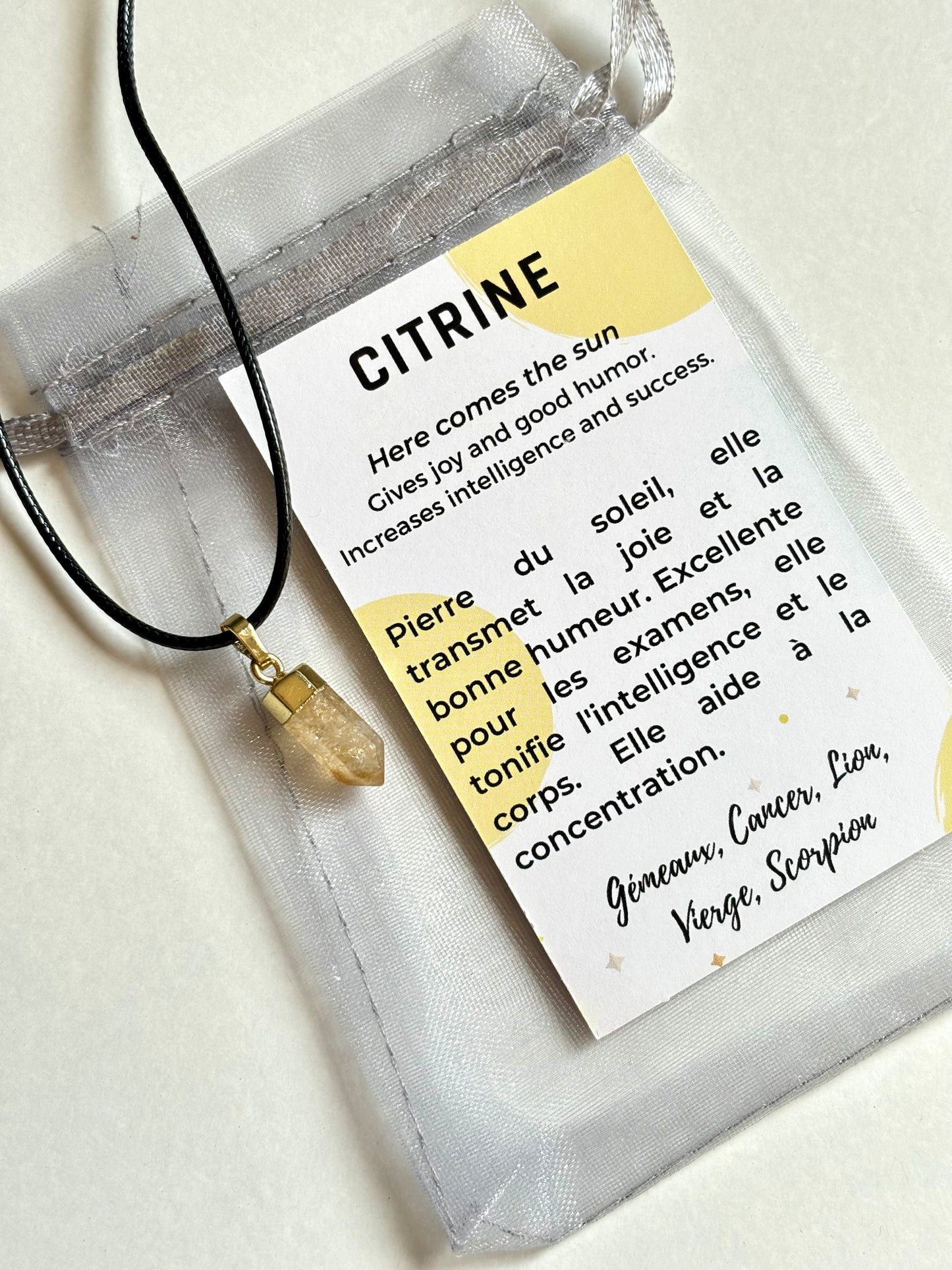 Pendentif Citrine - pointe • doré