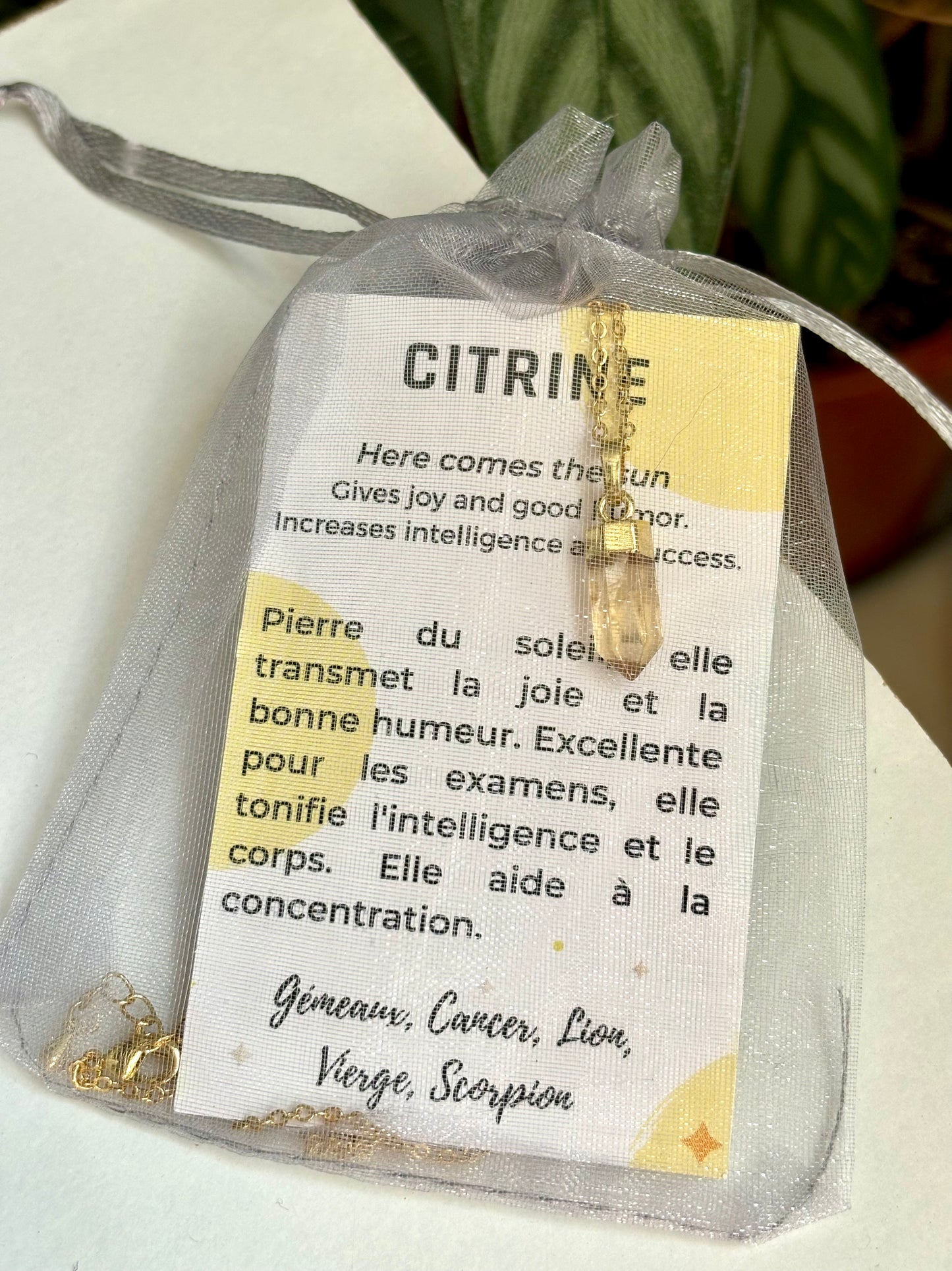Pendentif Citrine - pointe • doré