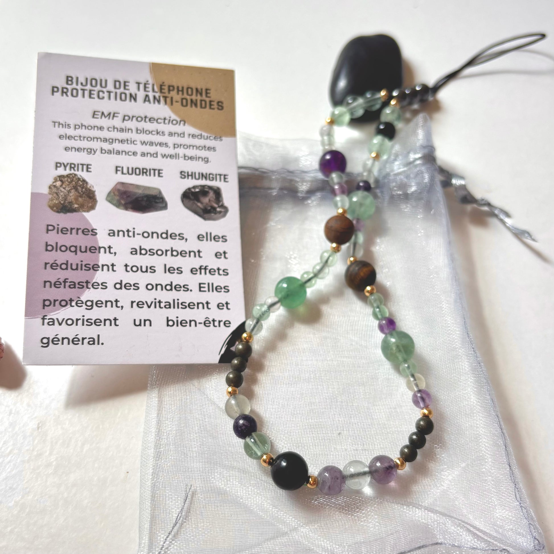 Bijou de téléphone Portable Pierre Naturelle et breloques