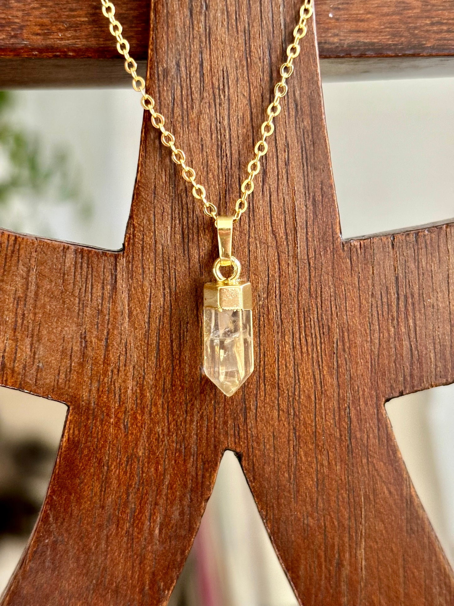 Pendentif Citrine - pointe • doré