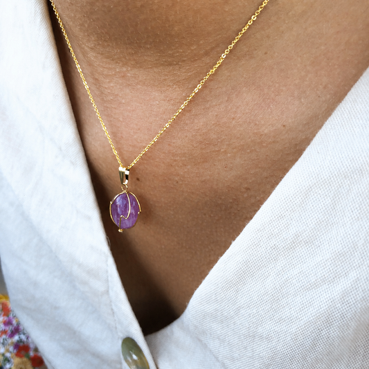 Amethyst pendant - rolled stone