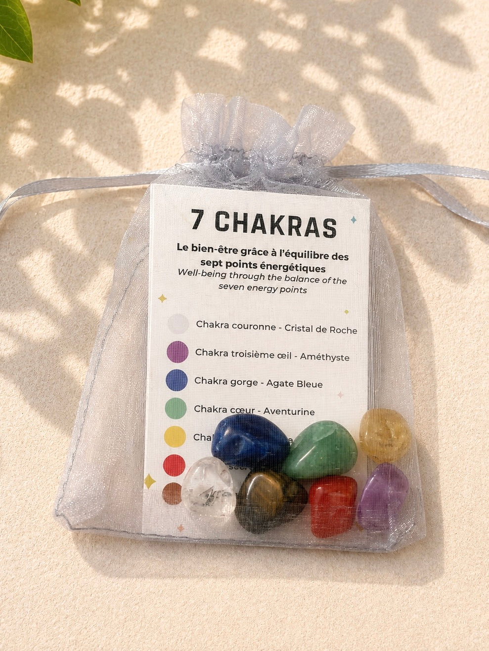 Kit pochon 7 chakras, lot de 7 pierres