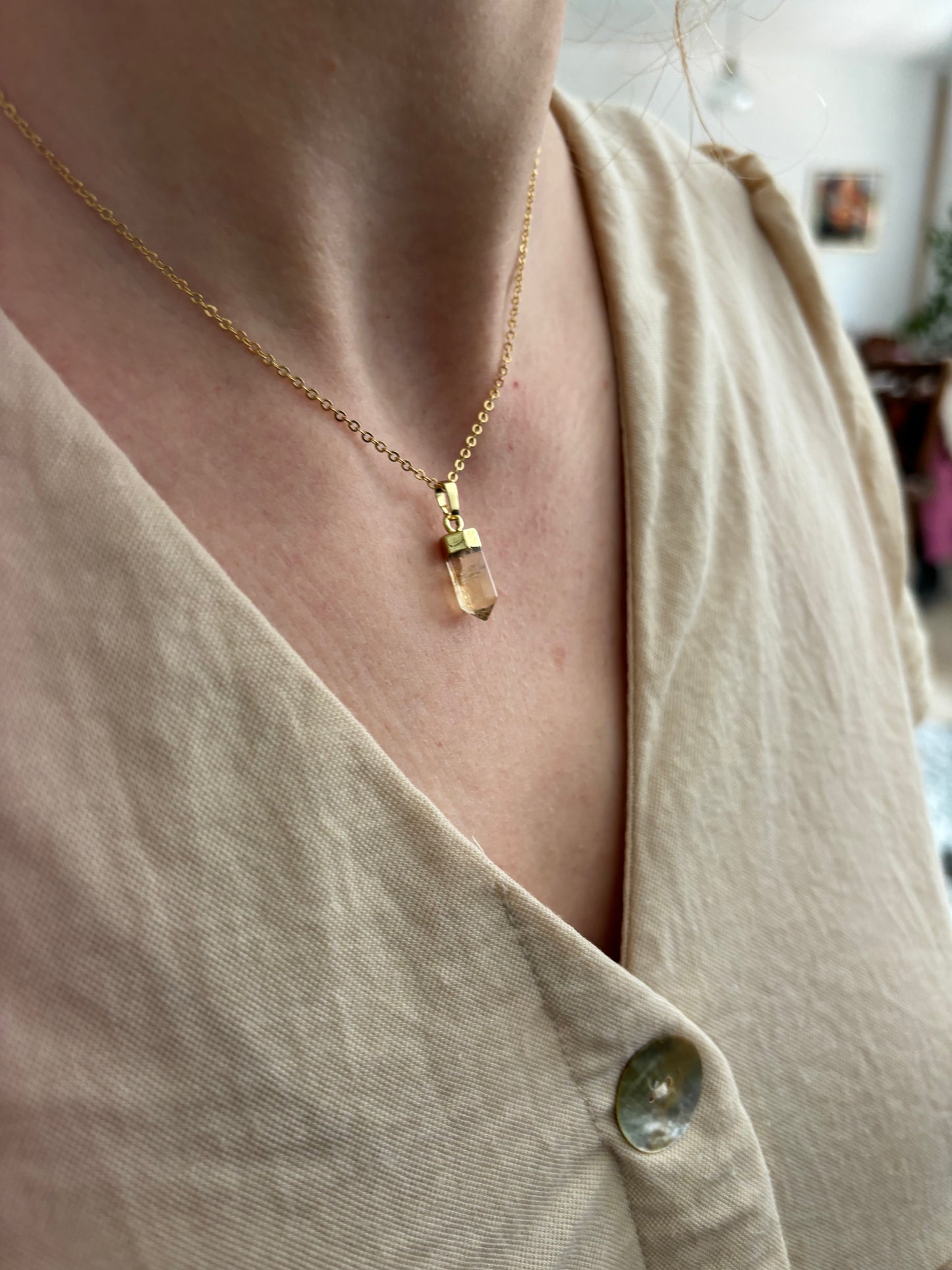 Pendentif Citrine - pointe • doré