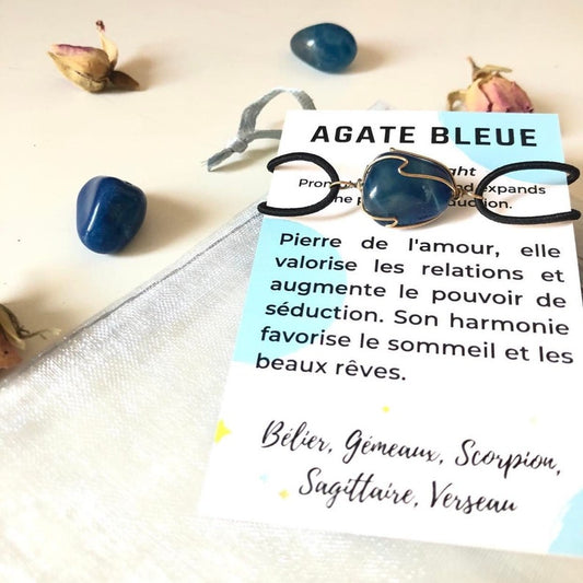 Bracelet Agate Bleue - confiance et amour