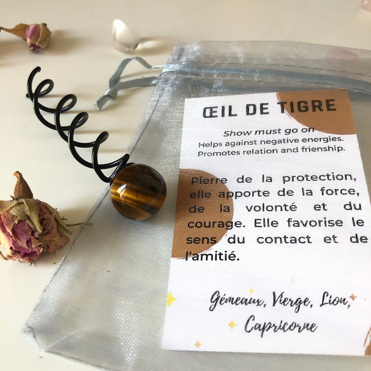 Spirales à cheveux en pierre naturelle, coiffure et lithothérapie