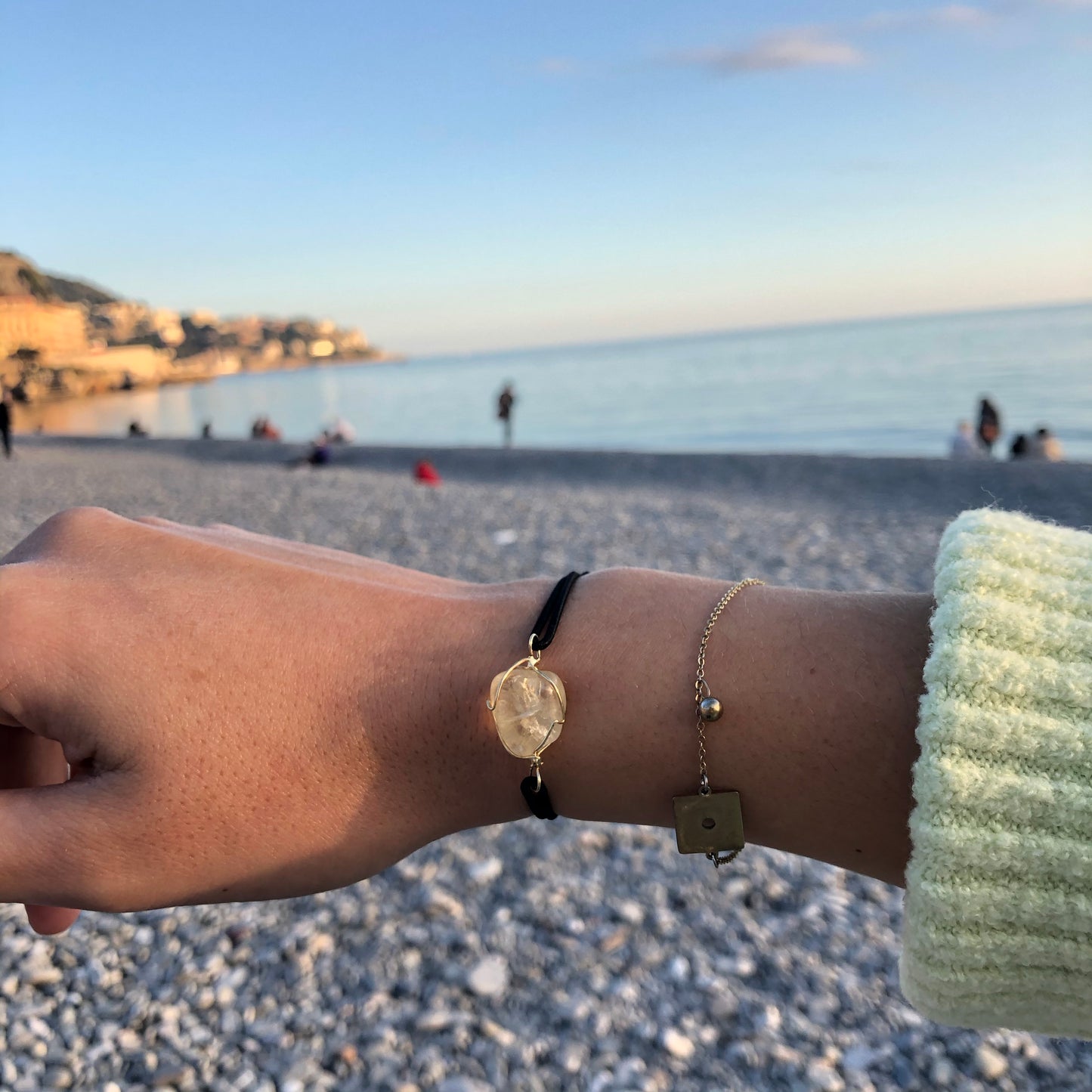 bracelet pierre du soleil en pierre citrine naturelle jaune