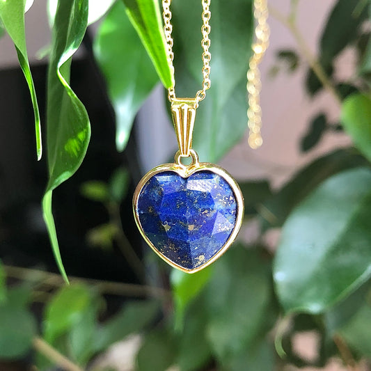 Pendentif Lapis Lazuli - coeur • doré