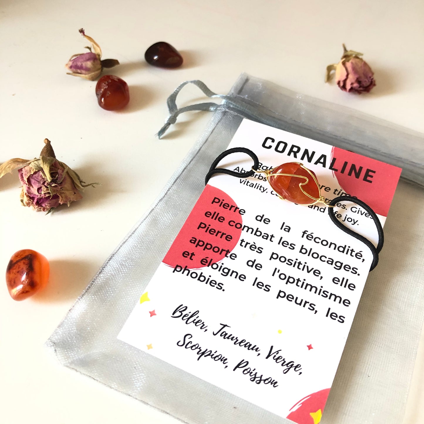 Bracelet Cornaline - libération et positivité