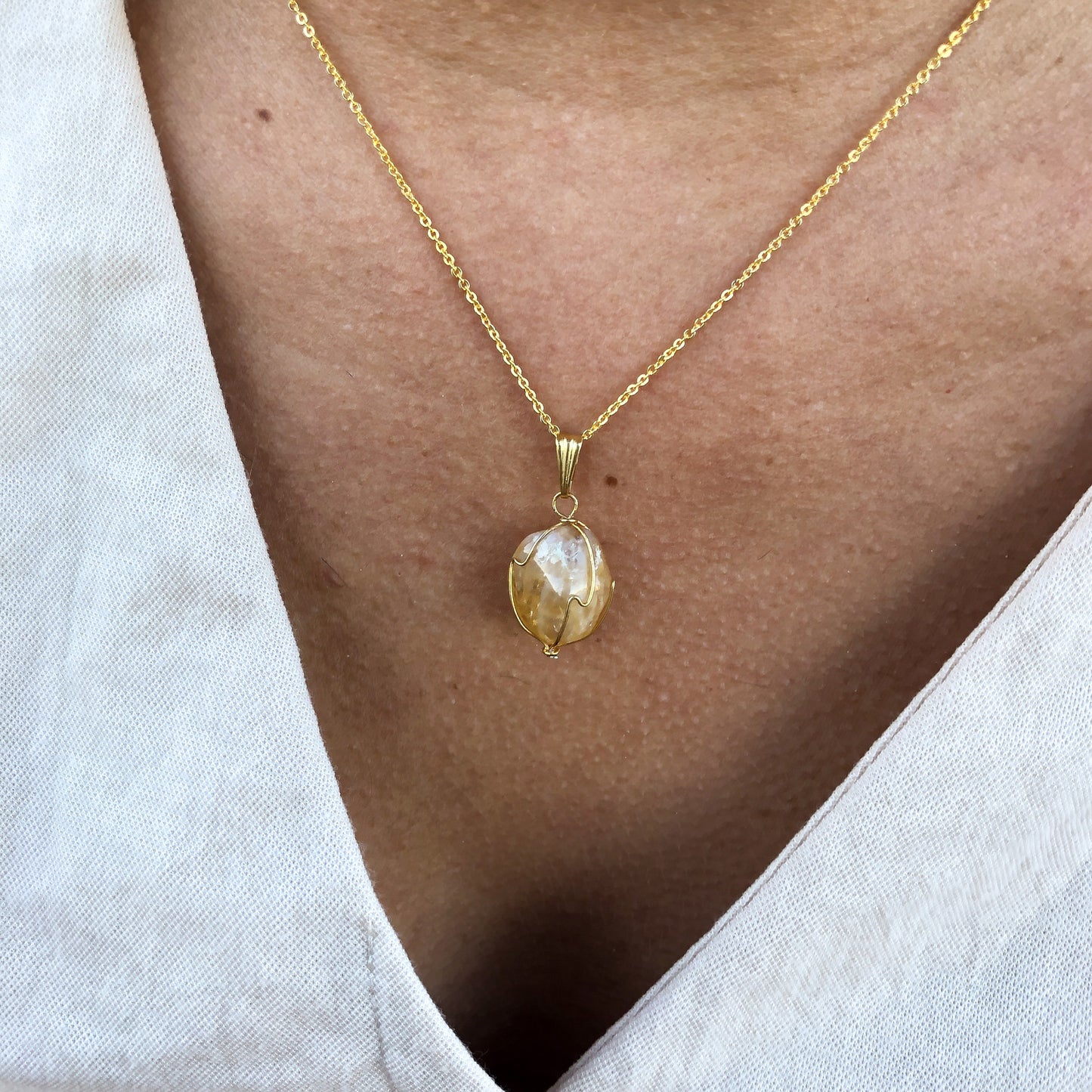 Pendentif Citrine - pierre roulée
