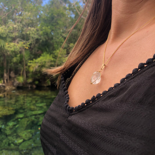 Rock Crystal Pendant - rolled stone
