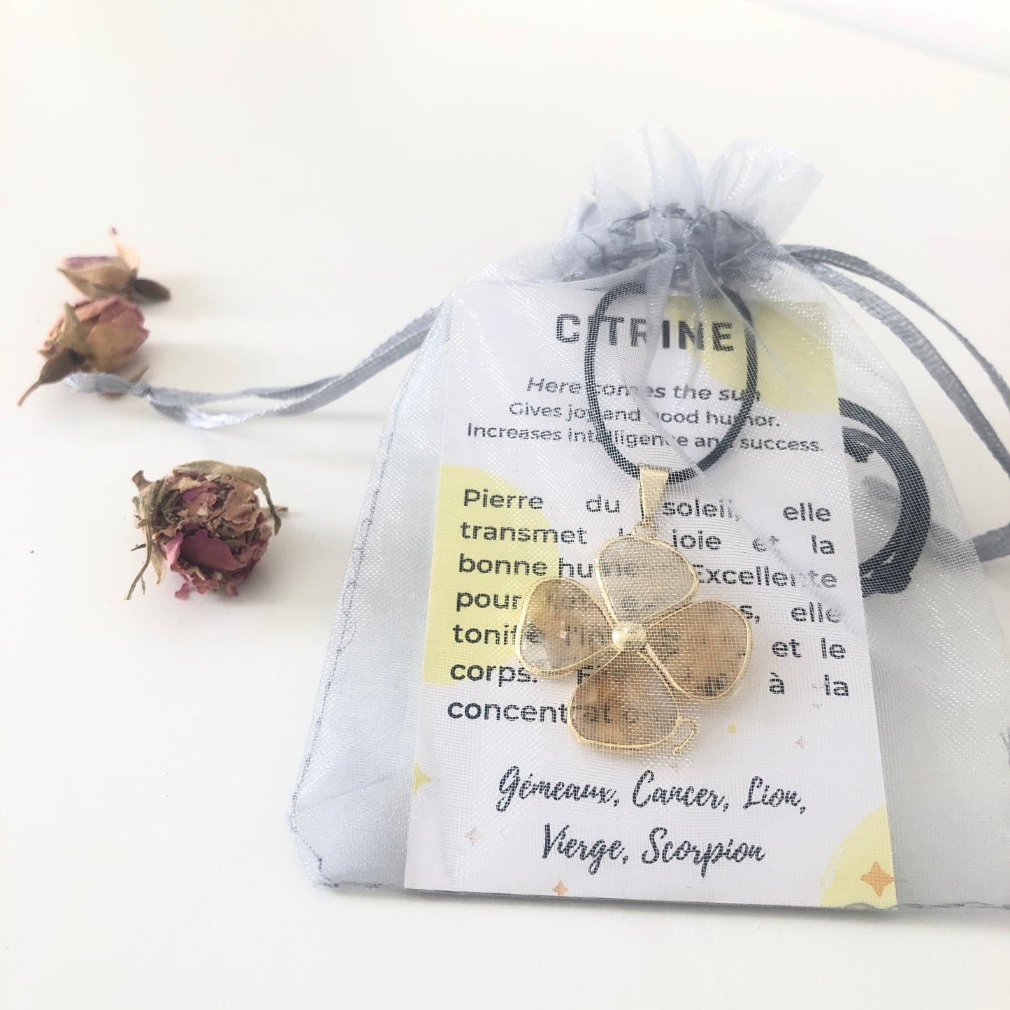 Pendentif Citrine - Trèfle