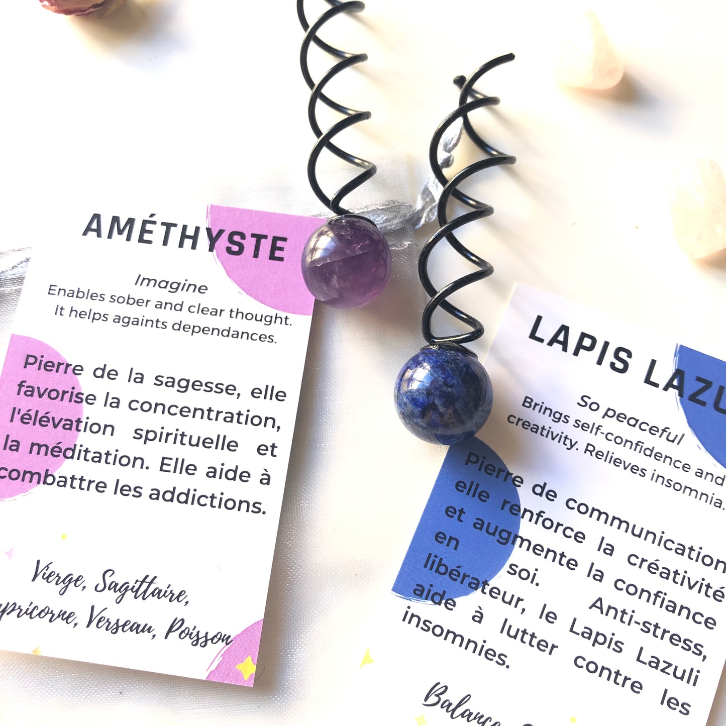 Spirales à cheveux en pierre naturelle, coiffure et lithothérapie