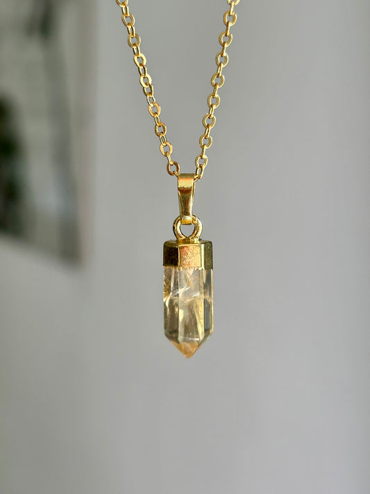 Pendentif Citrine - pointe • doré