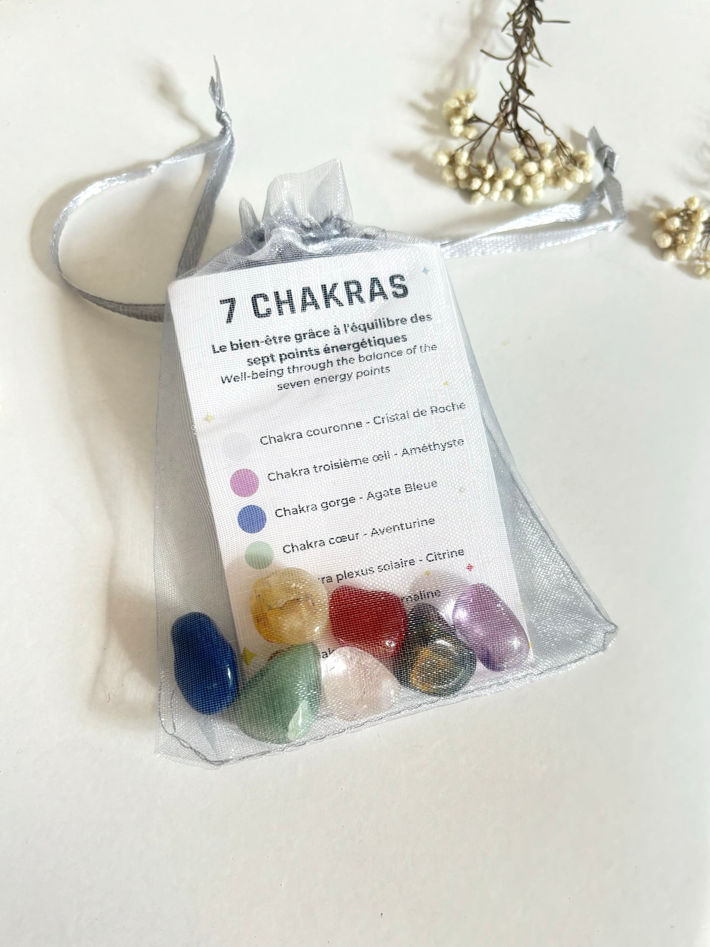 Kit pochon 7 chakras, lot de 7 pierres