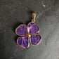 Pendentif Améthyste - Trèfle • doré