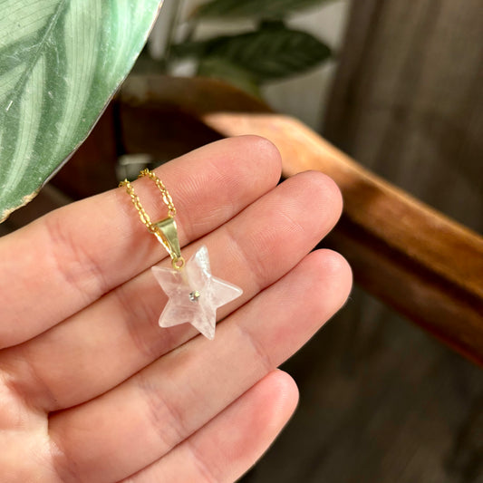 Pendentif Quartz Rose - étoile • doré