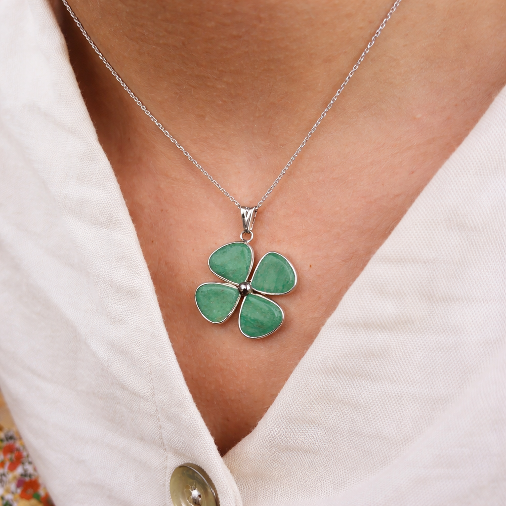 Pendentif Aventurine - trèfle