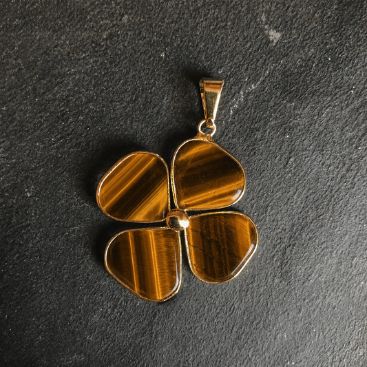 Pendentif Œil de Tigre - Trèfle