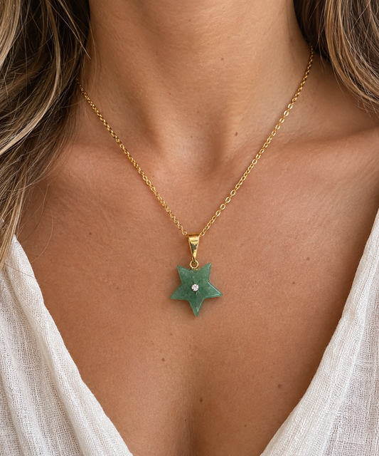 Pendentif Aventurine - étoile • doré