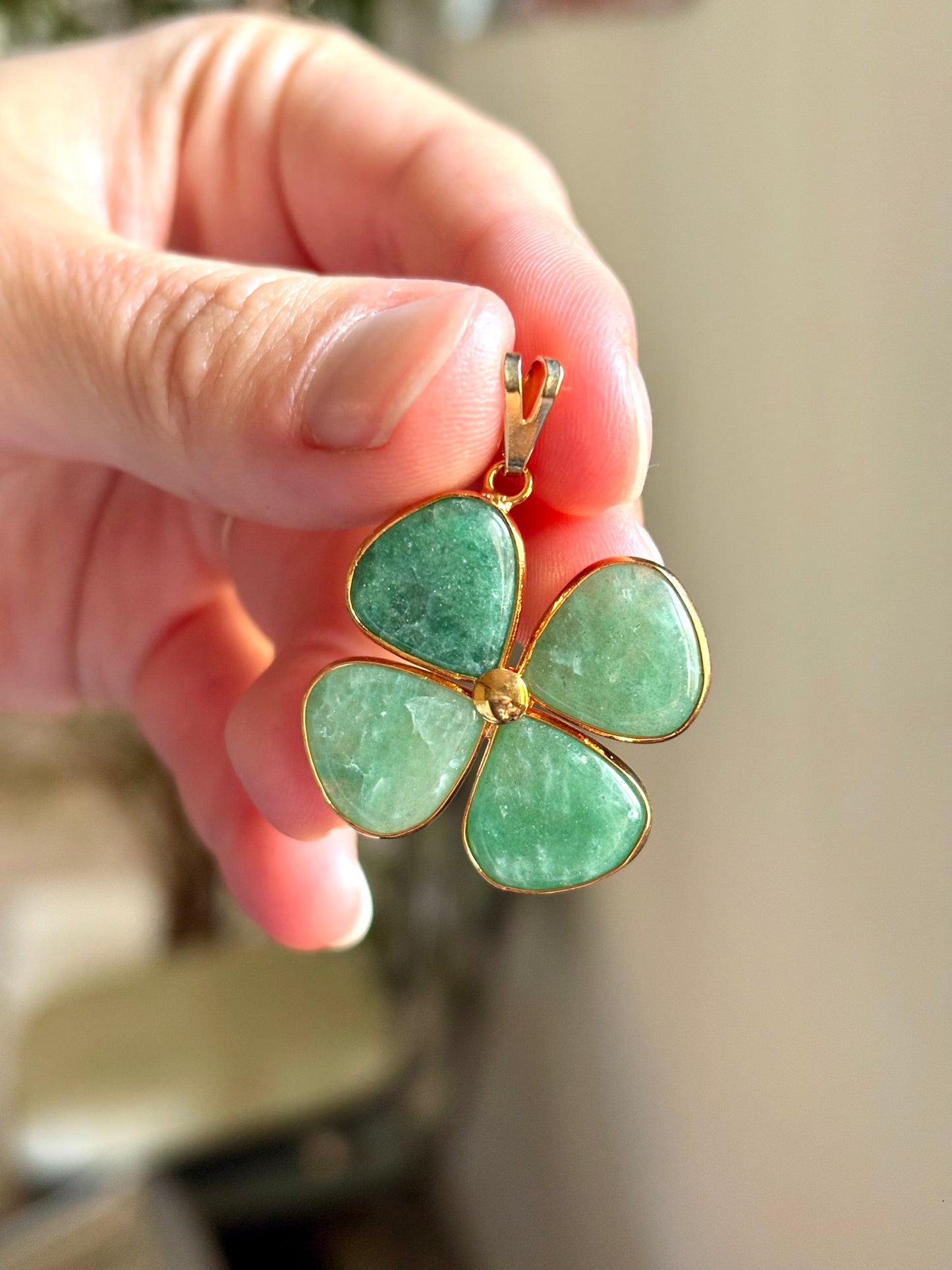 Pendentif Aventurine - trèfle