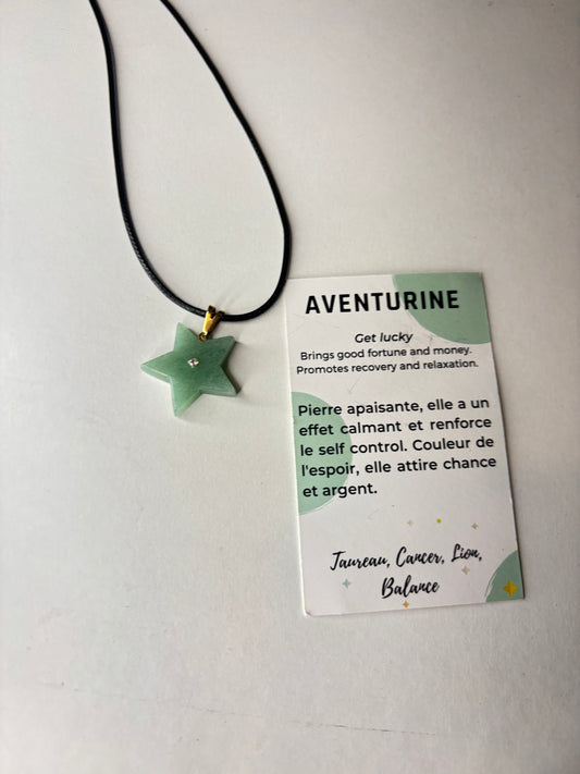 Pendentif Aventurine - étoile • doré