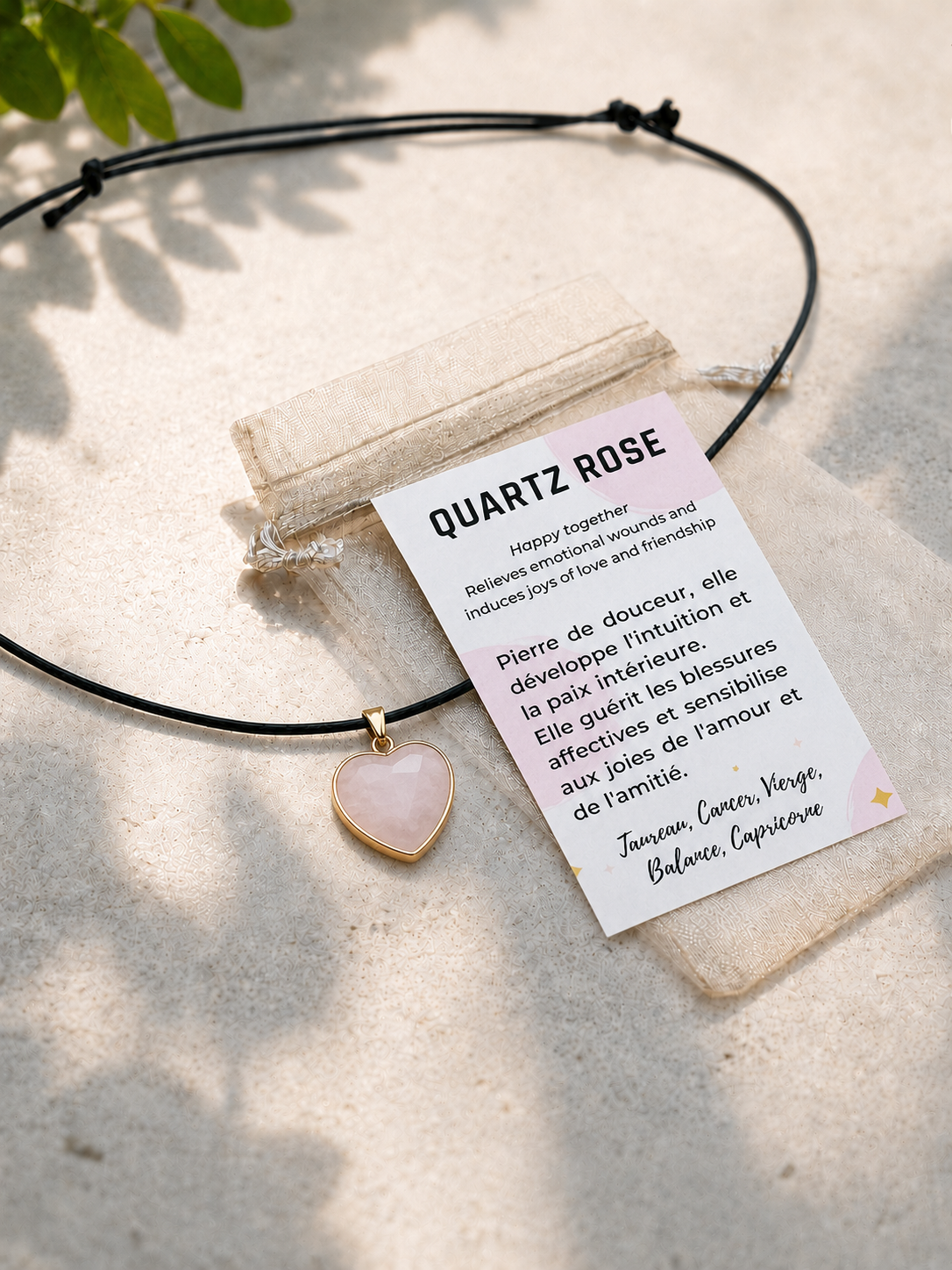 Pendentif Quartz Rose - Cœur
