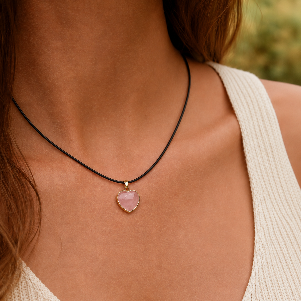 Pendentif Quartz Rose - Cœur