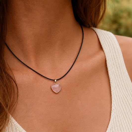 Pendentif Quartz Rose - Cœur