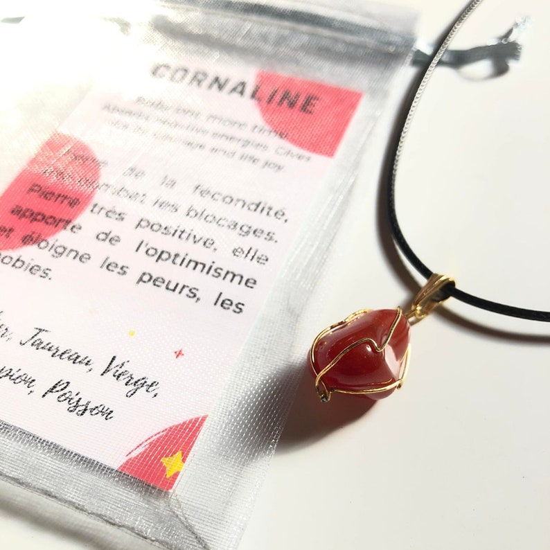 pendentif cornaline rouge pierre roulée