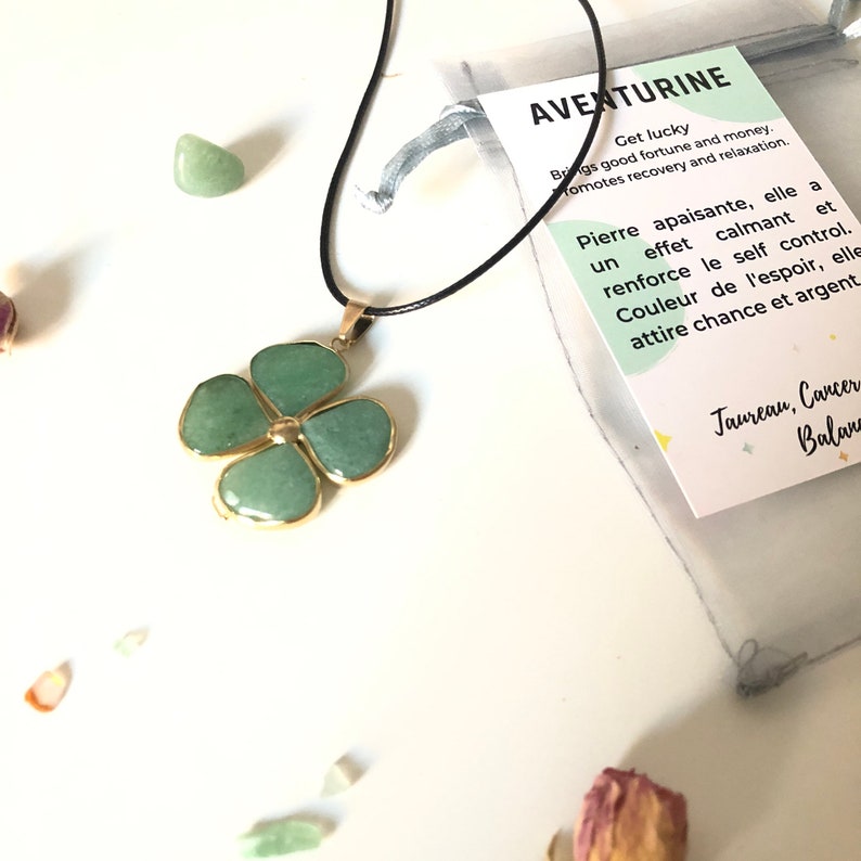 Pendentif Aventurine - trèfle