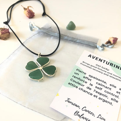 Pendentif Aventurine - trèfle