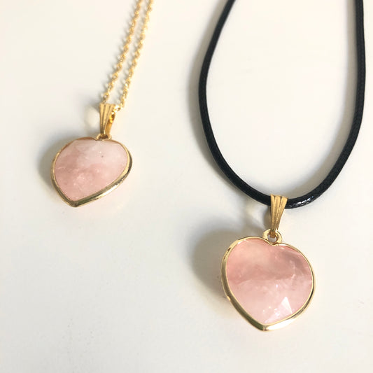 Pendentif Quartz Rose - Cœur