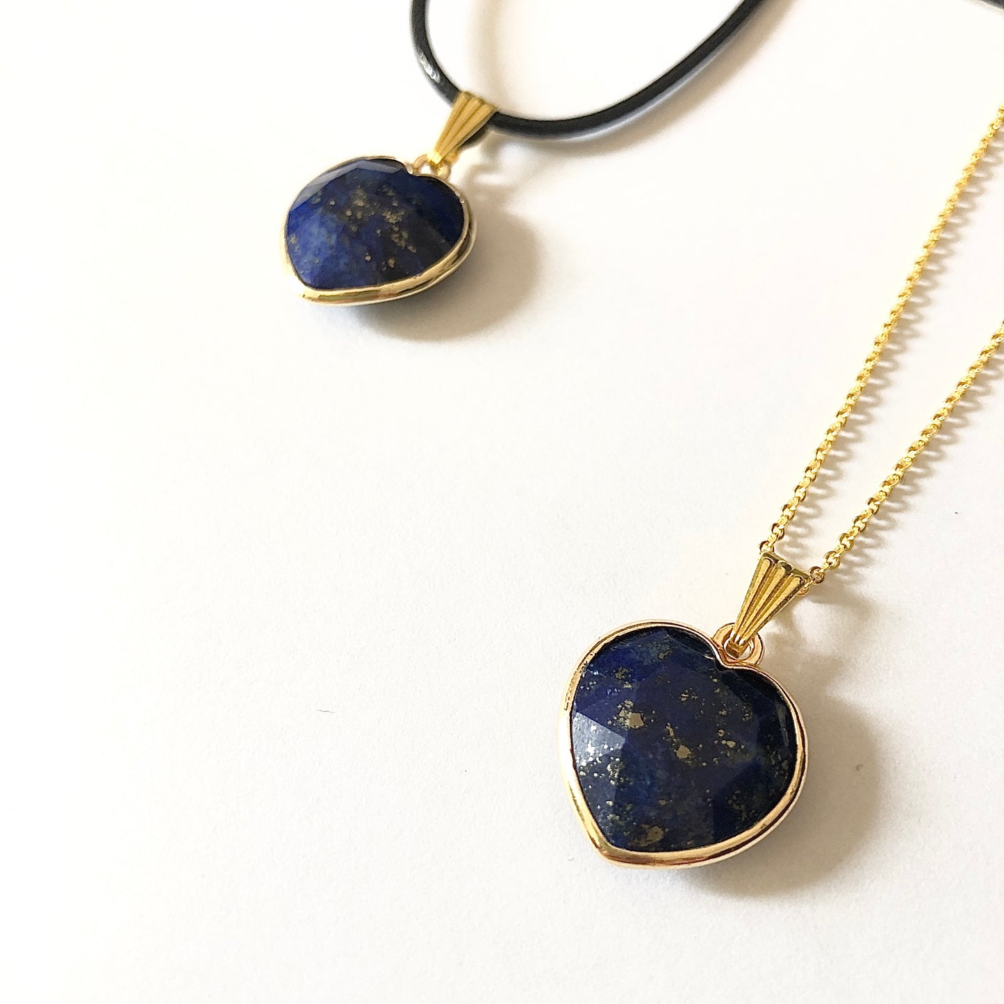 Pendentif Lapis Lazuli - coeur • doré