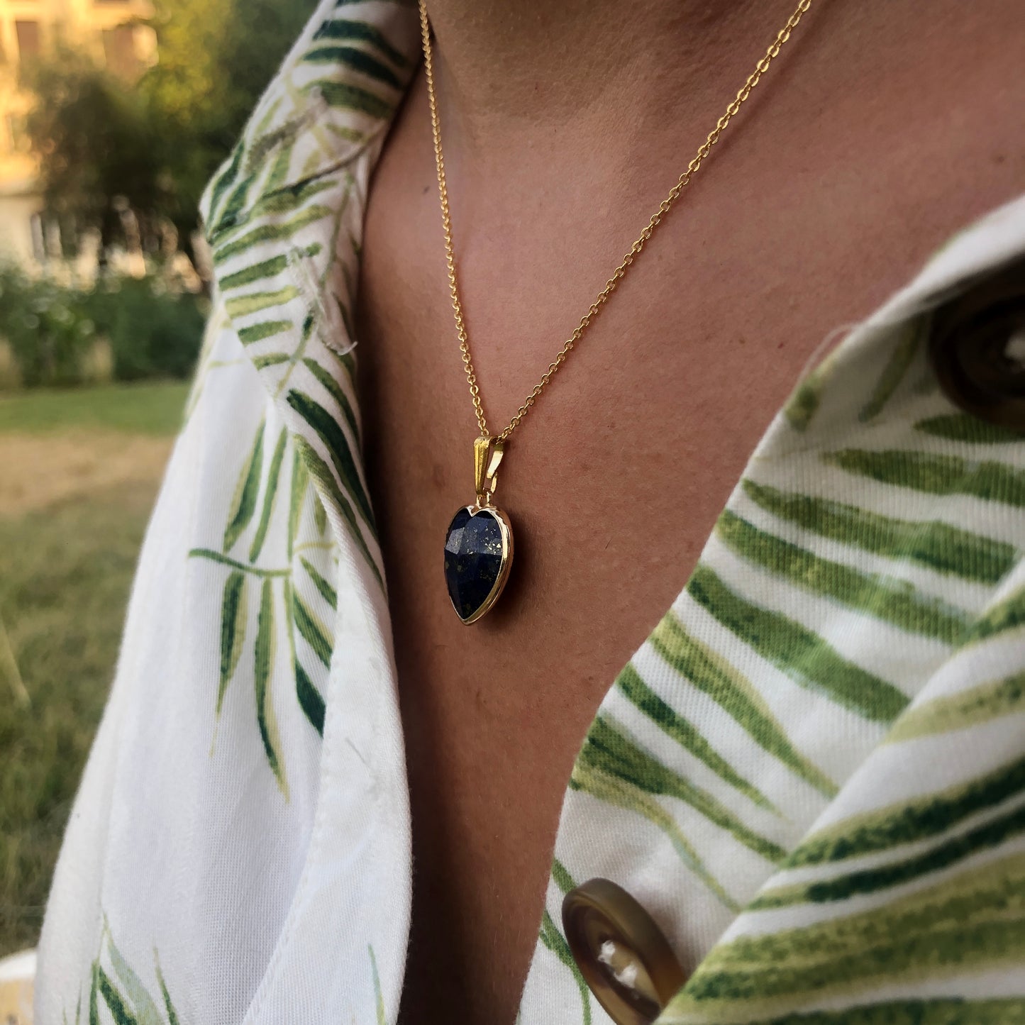 Pendentif Lapis Lazuli - coeur • doré