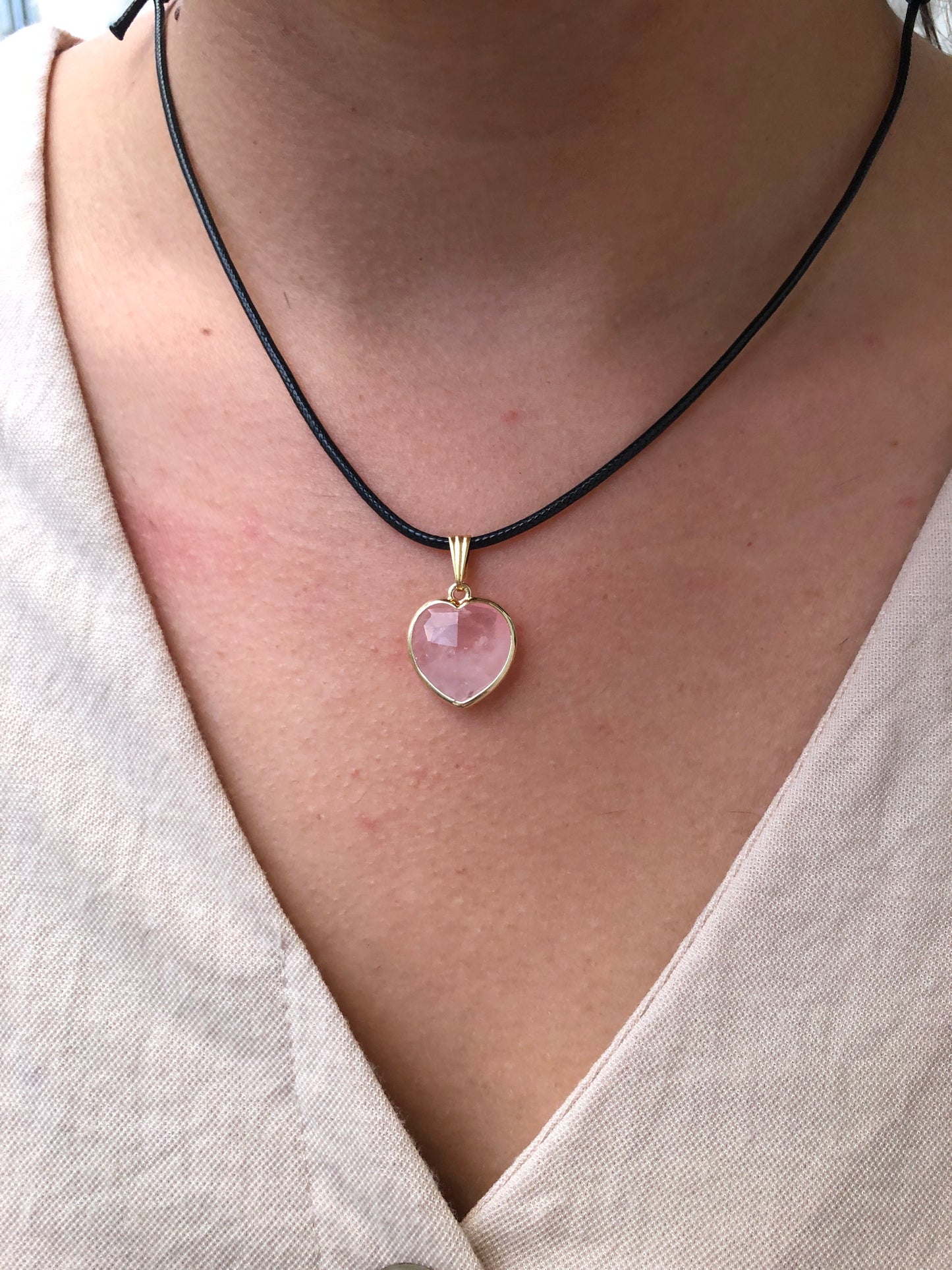 Pendentif Quartz Rose - Cœur