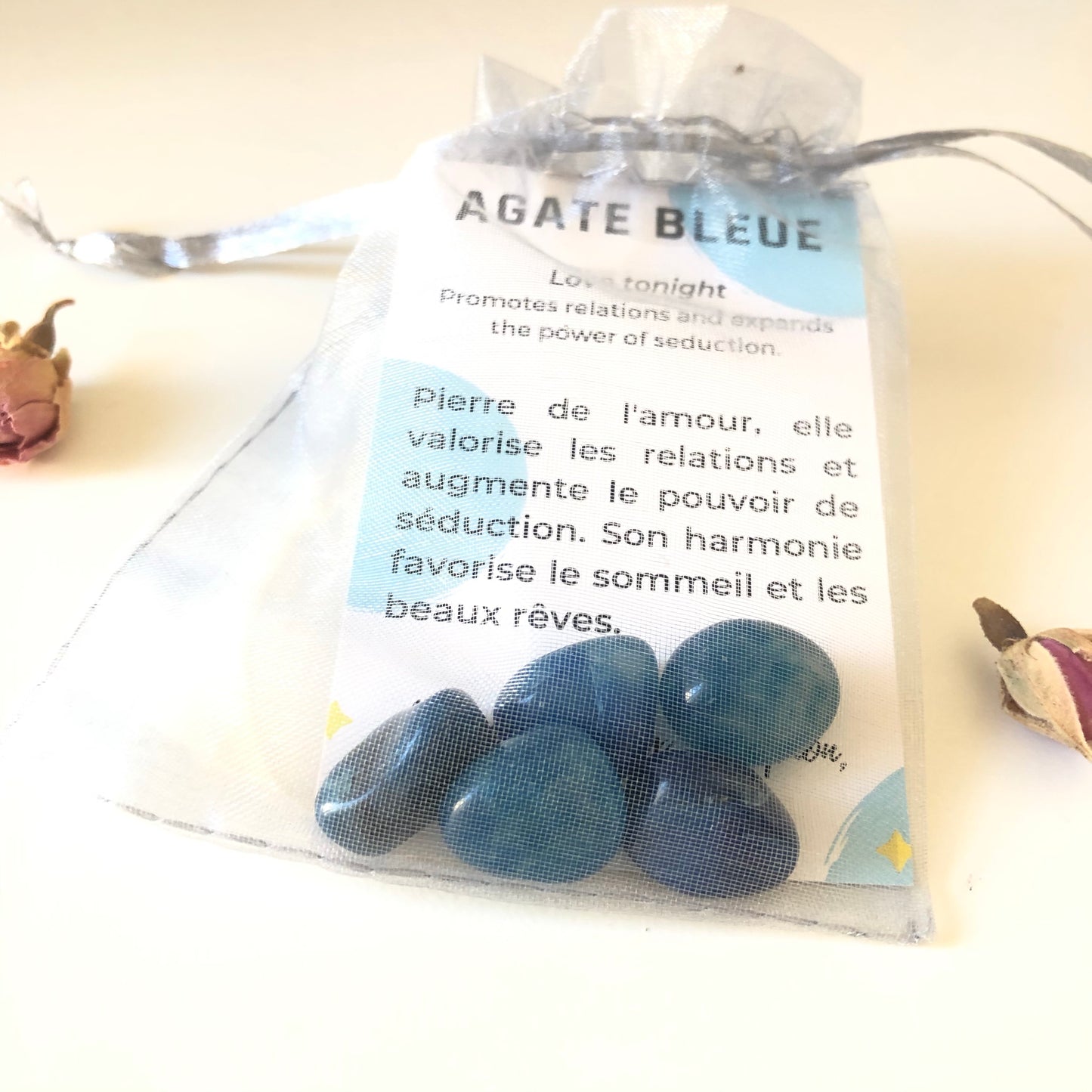 Pochon d'Agate Bleue - 5 pierres de l'amour